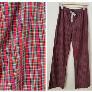 Men's Red Plaid Lounge Joggers with Drawstring S